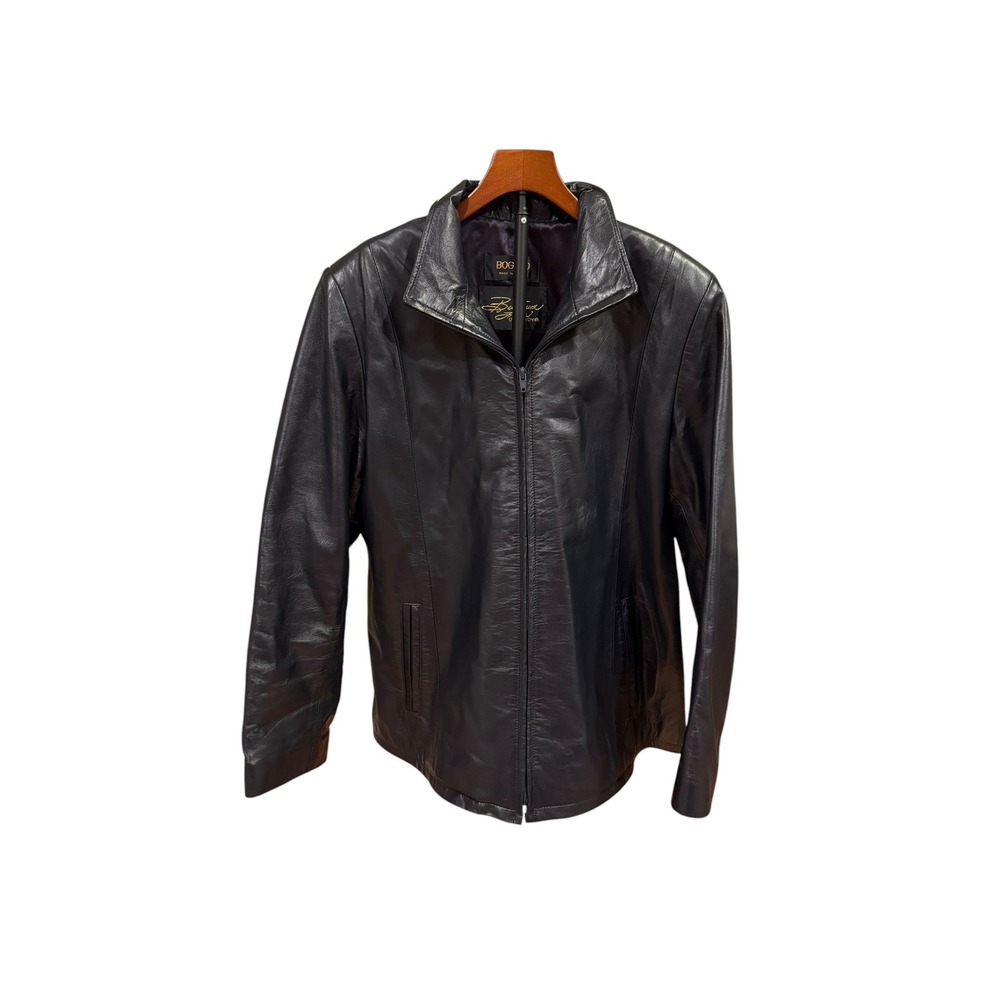 Y2K vtg soft supple Bogato Black Leather Zip Up Jacket Made in Canada Womens XL - Picture 2 of 7